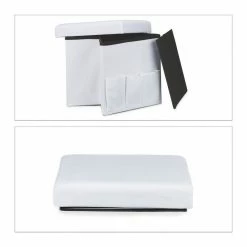 relaxdays Sitzhocker »Faltbarer Sitzhocker mit Taschen Leinen«, Weiß Dunkelbraun, Weiß, Grau -Deutschland Möbel Verkäufe 2024 641eb1c6 aac4 5855 9fba 0a5e6aa352f9