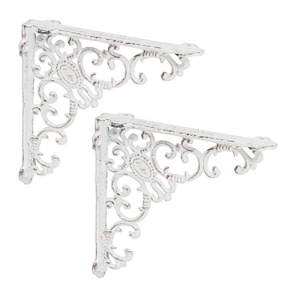 relaxdays Wandregalhalter »2er Set Regalwinkel antik«, Weiß Weiß, Braun, Schwarz, Schwarz Gold 1 relaxdays Wandregalhalter »2er Set Regalwinkel antik«, Weiß Weiß, Braun, Schwarz, Schwarz Gold