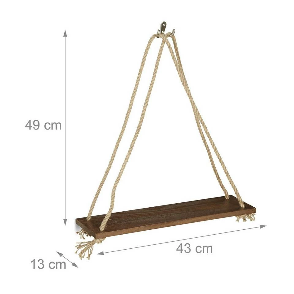 relaxdays Hängeregal »Hängeregal Holz & Seil 2er Set« 4 relaxdays Hängeregal »Hängeregal Holz & Seil 2er Set« – Bild 4