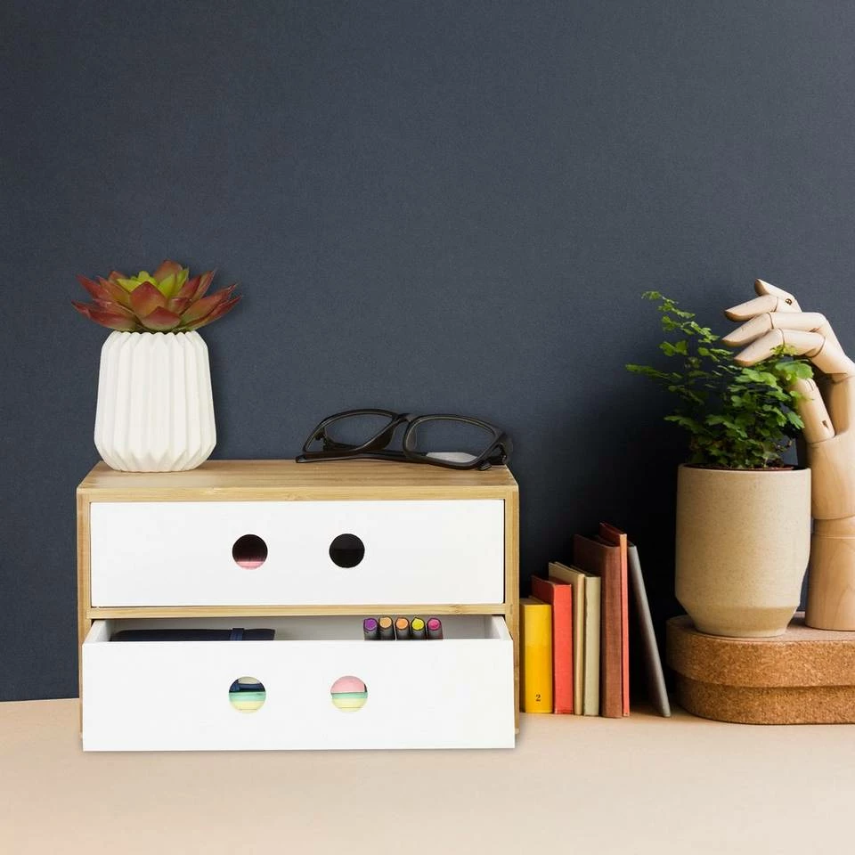 relaxdays Schreibtischaufsatz »Schreibtisch Organizer 2 Schubladen«, Weiß 2 relaxdays Schreibtischaufsatz »Schreibtisch Organizer 2 Schubladen«, Weiß – Bild 2