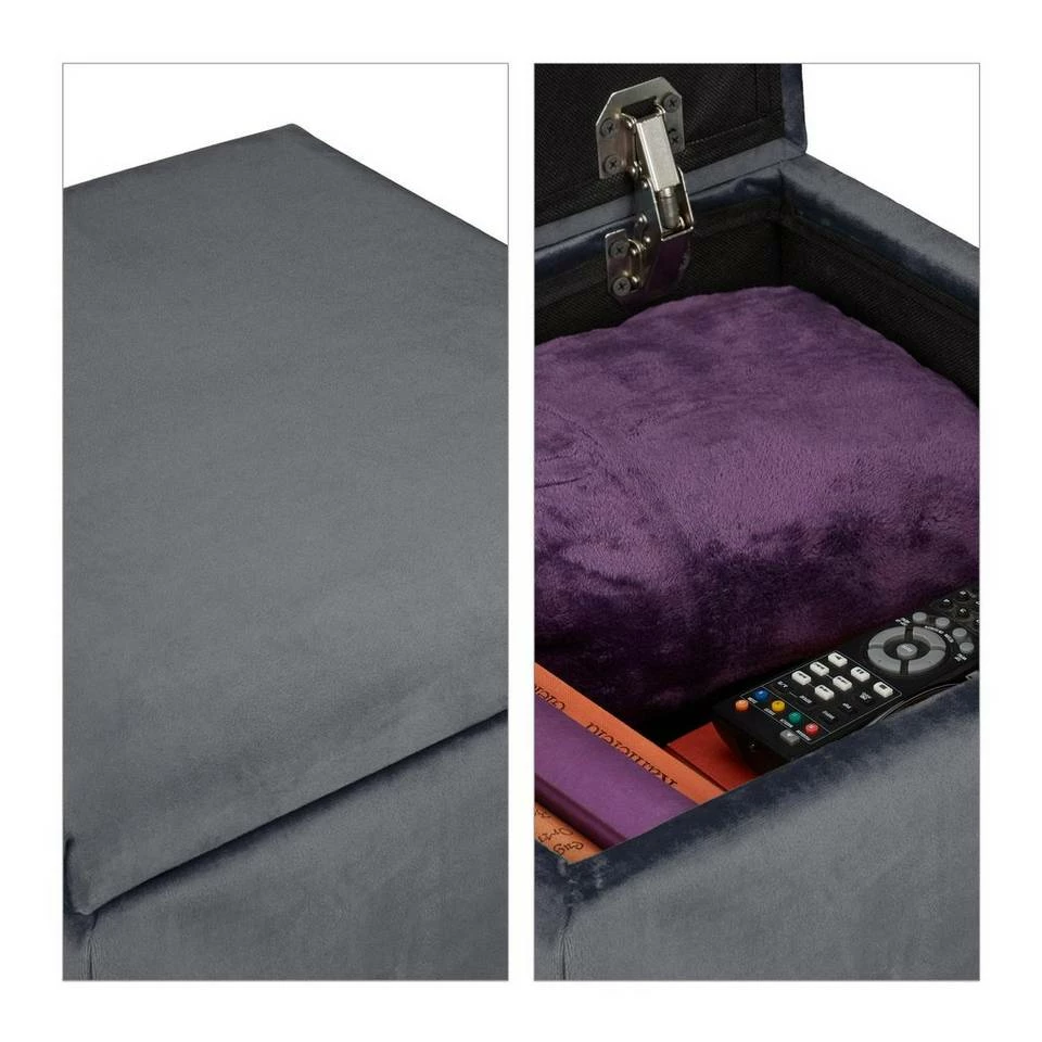 relaxdays Polsterhocker »Samthocker mit Stauraum«, Dunkelgrau Creme Hellbraun, Türkis Hellbraun, Grau Hellbraun, Anthrazit Hellbraun 6 relaxdays Polsterhocker »Samthocker mit Stauraum«, Dunkelgrau Creme Hellbraun, Türkis Hellbraun, Grau Hellbraun, Anthrazit Hellbraun – Bild 6