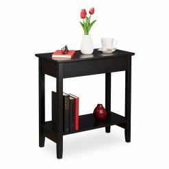 relaxdays Beistelltisch »Schwarzer Beistelltisch mit Stauraum«