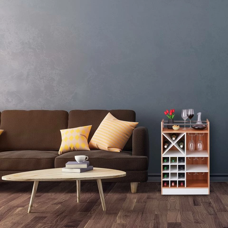 relaxdays Weinregal »Großes Weinregal mit Weinglashalter«, Braun Weiß Silber, Hellbraun Weiß Silber, Schwarz Silber 2 relaxdays Weinregal »Großes Weinregal mit Weinglashalter«, Braun Weiß Silber, Hellbraun Weiß Silber, Schwarz Silber – Bild 2