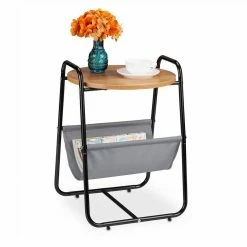 relaxdays Beistelltisch »Runder Beistelltisch mit Ablage«