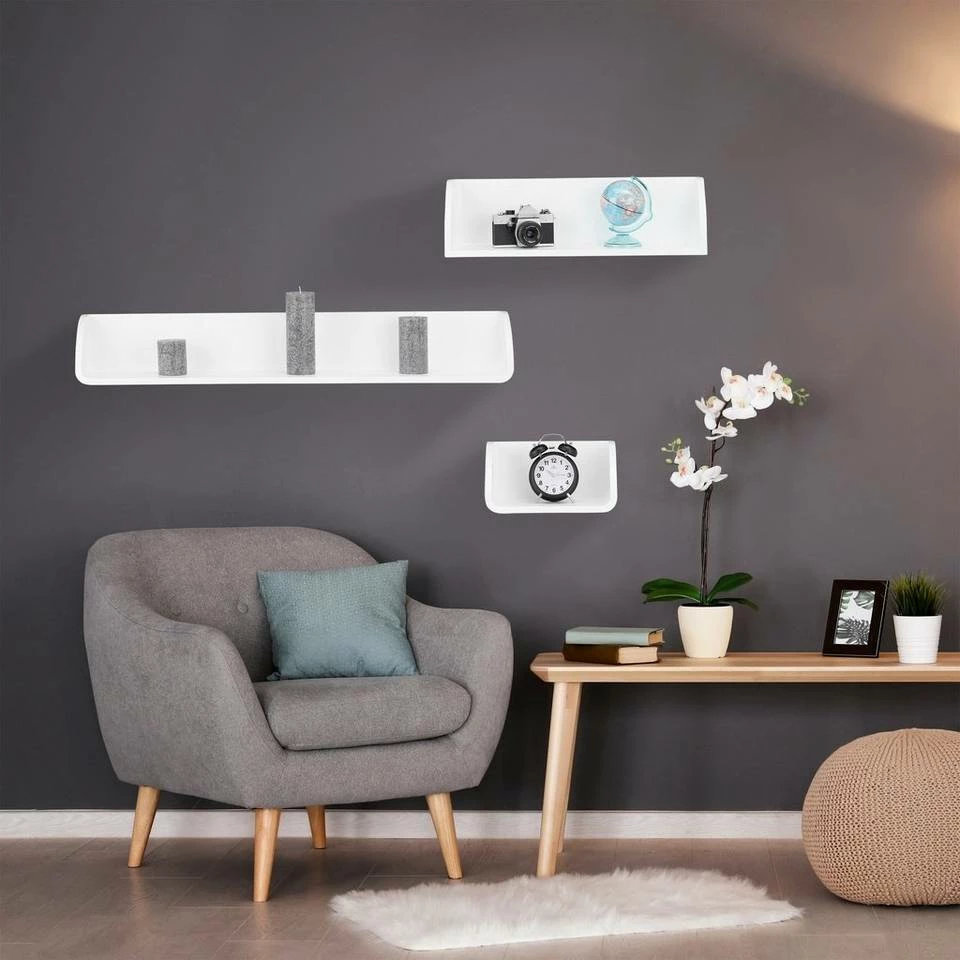 relaxdays Wandregal »Wandregal 3er Set«, Schwarz Grün, Weiß, Braun, Lila 2 relaxdays Wandregal »Wandregal 3er Set«, Schwarz Grün, Weiß, Braun, Lila – Bild 2