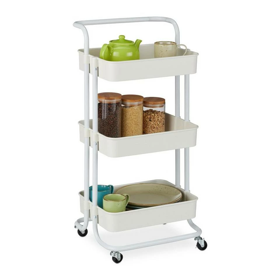 relaxdays Servierwagen »Rollwagen mit 3 Etagen & Griff«, Schwarz Weiß Schwarz, Weiß 10 relaxdays Servierwagen »Rollwagen mit 3 Etagen & Griff«, Schwarz Weiß Schwarz, Weiß – Bild 10