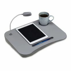 relaxdays Laptop Tablett »Laptopkissen mit Licht grau«, Faserplatte