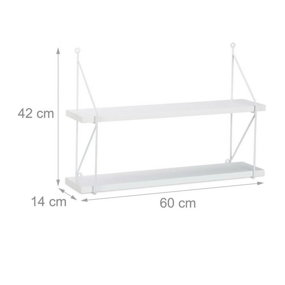 relaxdays Wandregal »Hängeregal für die Wand mit 2 Ablagen«, Weiß Schwarz, Grün, Lila, Weiß 3 relaxdays Wandregal »Hängeregal für die Wand mit 2 Ablagen«, Weiß Schwarz, Grün, Lila, Weiß – Bild 3