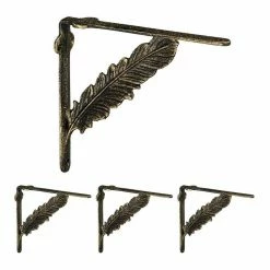 relaxdays Wandregalhalter »4 x Regalwinkel Gusseisen Feder bronze«