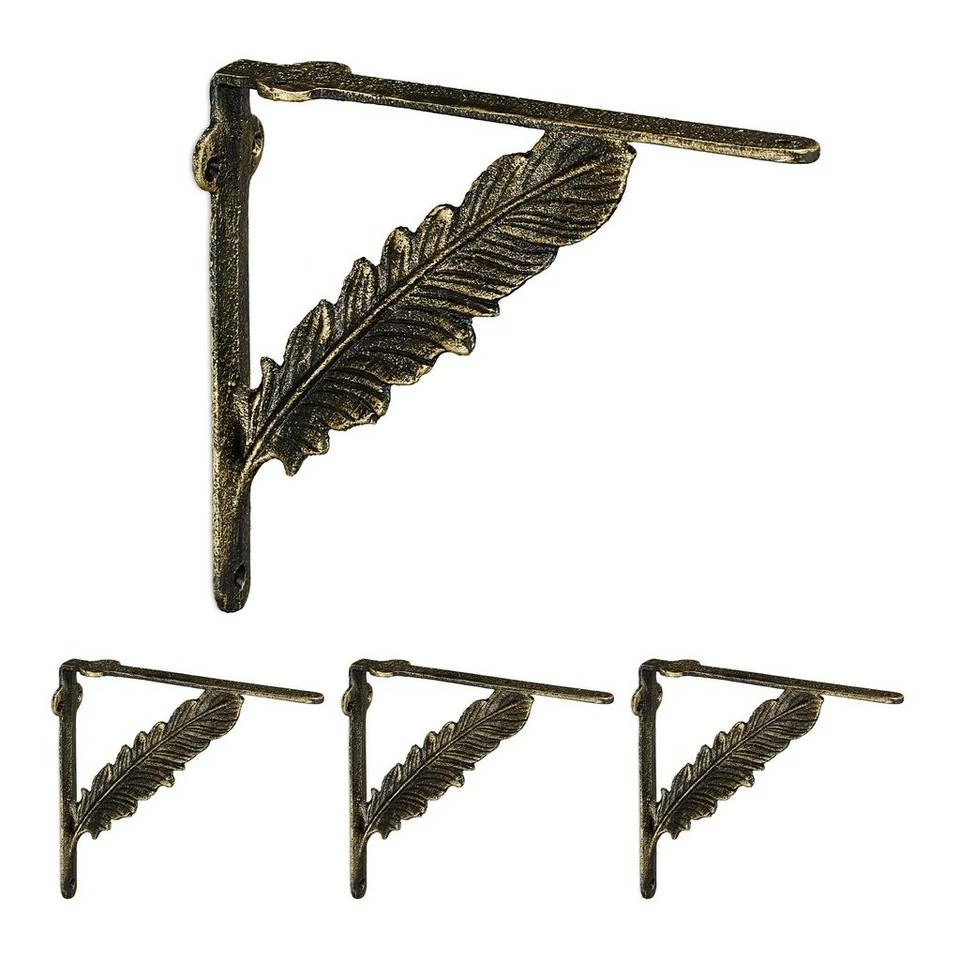 relaxdays Wandregalhalter »4 x Regalwinkel Gusseisen Feder bronze« 1 relaxdays Wandregalhalter »4 x Regalwinkel Gusseisen Feder bronze«