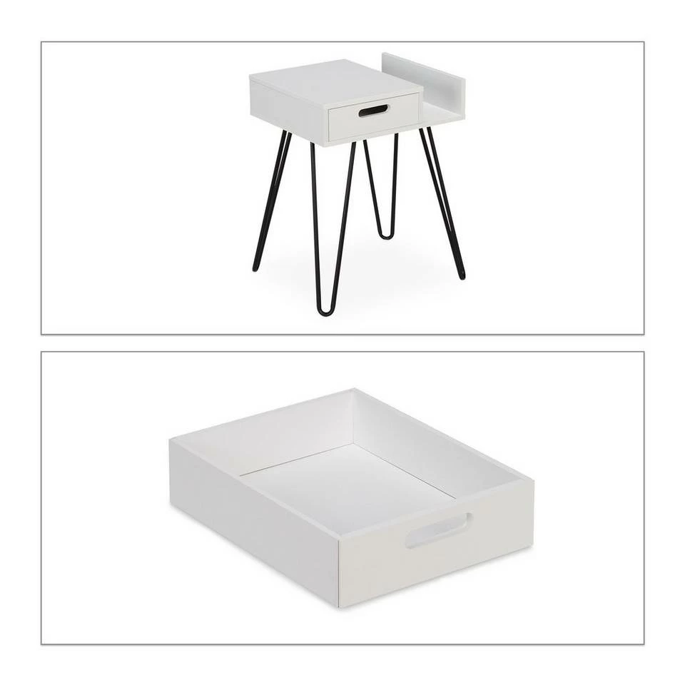 relaxdays Nachttisch »Weißer Nachttisch mit Schublade« 9 relaxdays Nachttisch »Weißer Nachttisch mit Schublade« – Bild 9