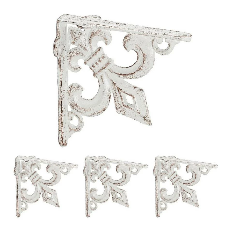 relaxdays Wandregalhalter »4 x Regalwinkel Gusseisen antik weiß« 1 relaxdays Wandregalhalter »4 x Regalwinkel Gusseisen antik weiß«