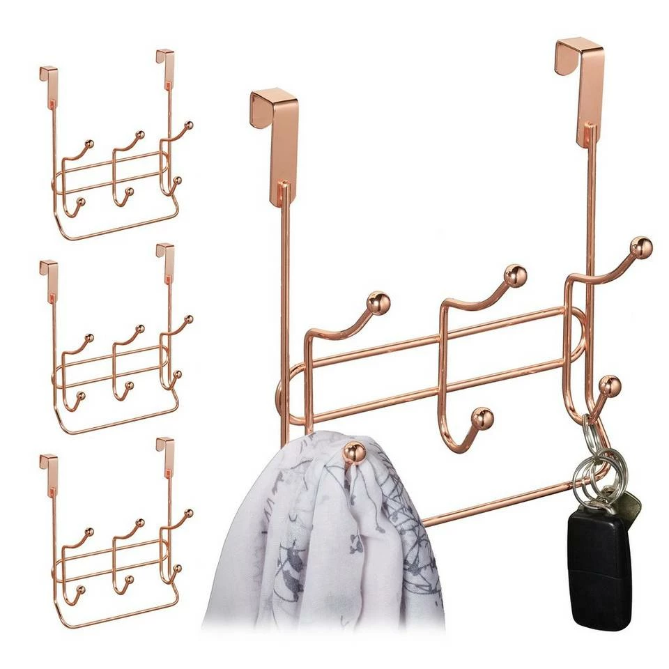 Türgarderobe »4 x Türgarderobe 3 Doppelhaken kupfer«, relaxdays 1 Türgarderobe »4 x Türgarderobe 3 Doppelhaken kupfer«, relaxdays