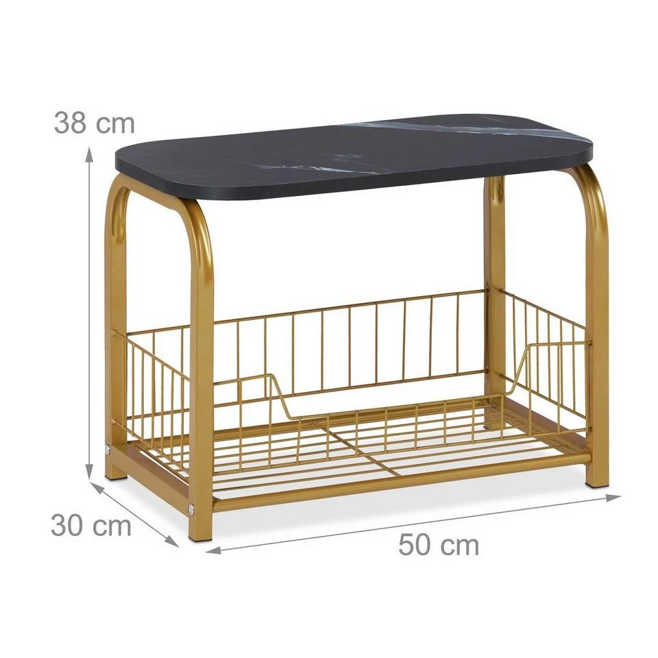 relaxdays Beistelltisch »Beistelltisch Aufbewahrung«, Schwarz Schwarz Gold, Weiß 4 relaxdays Beistelltisch »Beistelltisch Aufbewahrung«, Schwarz Schwarz Gold, Weiß – Bild 4