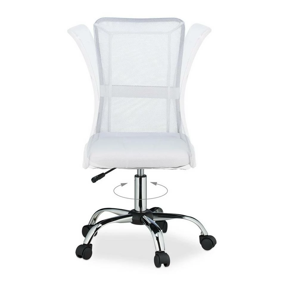 relaxdays Drehstuhl »Bürostuhl mit Netzrücken«, Weiß Grau Silber, Weiß Silber, Schwarz Silber 6 relaxdays Drehstuhl »Bürostuhl mit Netzrücken«, Weiß Grau Silber, Weiß Silber, Schwarz Silber – Bild 6