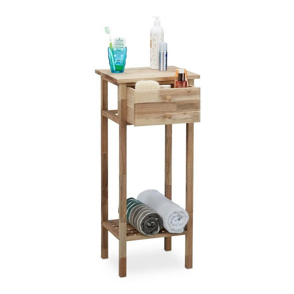 relaxdays Beistelltisch »Beistelltisch Walnuss mit Schublade« 3 relaxdays Beistelltisch »Beistelltisch Walnuss mit Schublade« – Bild 3