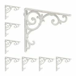 relaxdays Wandregalhalter »8 x Regalwinkel antik weiß«