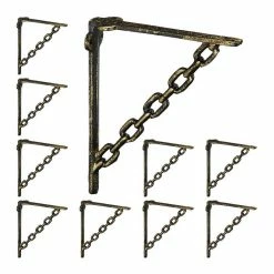 relaxdays Wandregalhalter »10 x Regalwinkel Gusseisen Kette bronze«