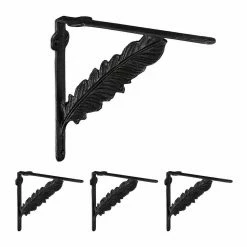 relaxdays Wandregalhalter »4 x Regalwinkel Gusseisen Feder schwarz«