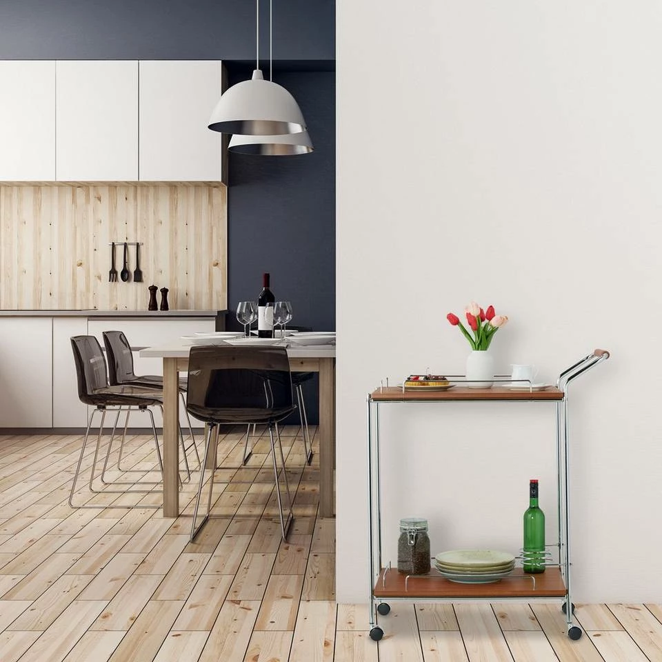 relaxdays Servierwagen »Servierwagen Holzoptik & Chrom« 2 relaxdays Servierwagen »Servierwagen Holzoptik & Chrom« – Bild 2