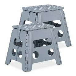 relaxdays Tritthocker »2 x Klapphocker faltbar L hellgrau«
