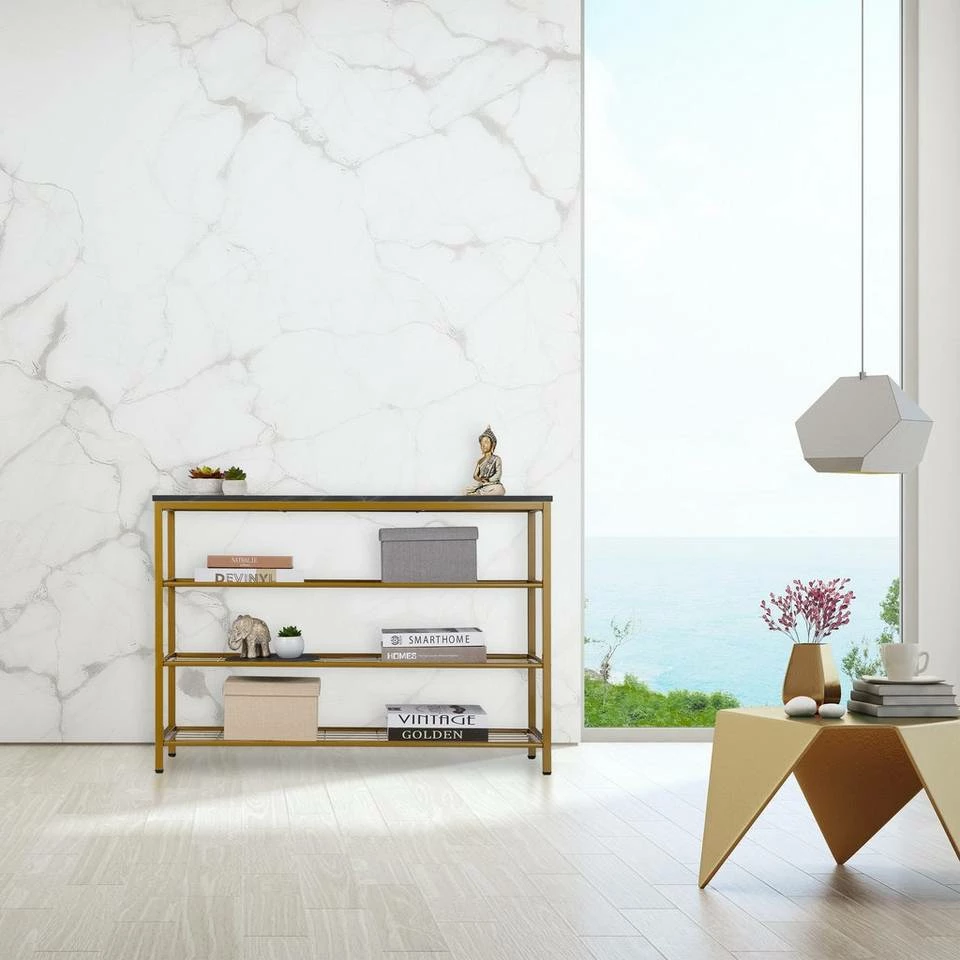 relaxdays Konsolentisch »Konsolentisch in Marmoroptik«, Weiß Schwarz Gold, Weiß Gold 5 relaxdays Konsolentisch »Konsolentisch in Marmoroptik«, Weiß Schwarz Gold, Weiß Gold – Bild 5