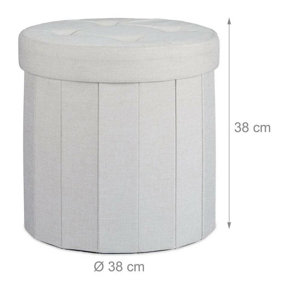 relaxdays Sitzhocker »Sitzhocker mit Stauraum Größe M rund«, Creme Anthrazit 4 relaxdays Sitzhocker »Sitzhocker mit Stauraum Größe M rund«, Creme Anthrazit – Bild 4