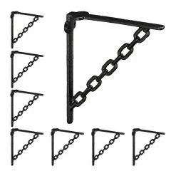 relaxdays Wandregalhalter »8 x Regalwinkel Gusseisen Kette schwarz«