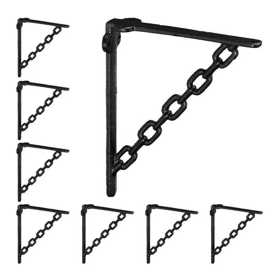 relaxdays Wandregalhalter »8 x Regalwinkel Gusseisen Kette schwarz« 1 relaxdays Wandregalhalter »8 x Regalwinkel Gusseisen Kette schwarz«