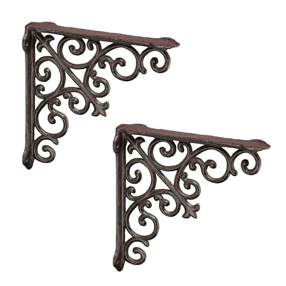 relaxdays Wandregalhalter »2er Set Regalwinkel antik«, Braun Schwarz, Braun Gold, Weiß 1 relaxdays Wandregalhalter »2er Set Regalwinkel antik«, Braun Schwarz, Braun Gold, Weiß