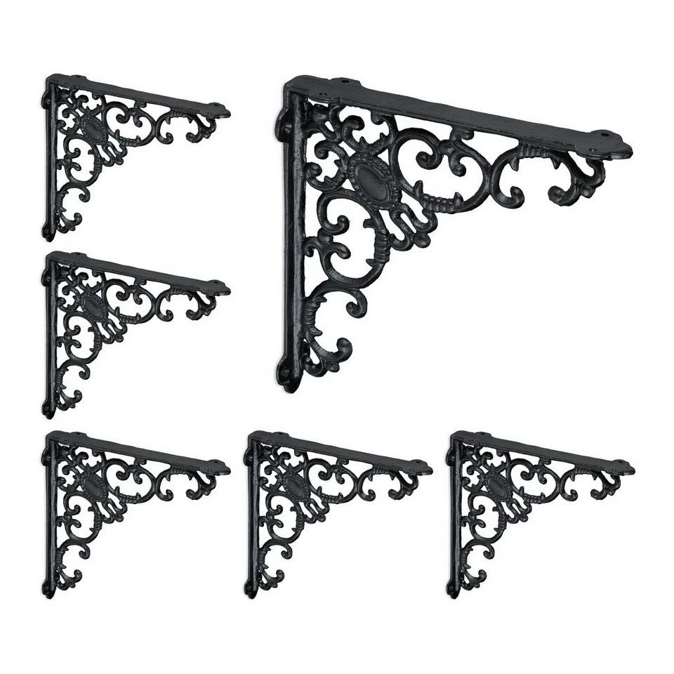 relaxdays Wandregalhalter »6 x Regalwinkel antik schwarz« 1 relaxdays Wandregalhalter »6 x Regalwinkel antik schwarz«