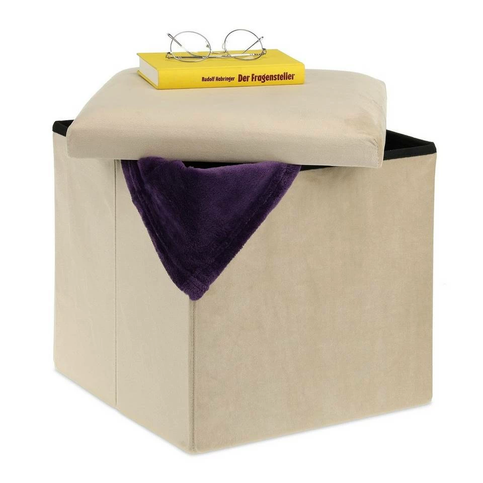 relaxdays Stauraumhocker »Sitzhocker mit Stauraum«, Blau, faltbar Grau, Creme, Anthrazit 13 relaxdays Stauraumhocker »Sitzhocker mit Stauraum«, Blau, faltbar Grau, Creme, Anthrazit – Bild 13