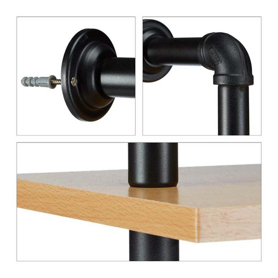 relaxdays Wandregal »2 x Wandregal Industrie Look 4 Ablagen« 3 relaxdays Wandregal »2 x Wandregal Industrie Look 4 Ablagen« – Bild 3