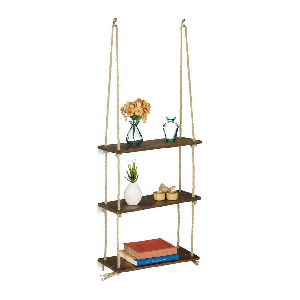 relaxdays Hängeregal »Hängeregal Holz & Seil 3 Ablagen« 1 relaxdays Hängeregal »Hängeregal Holz & Seil 3 Ablagen«