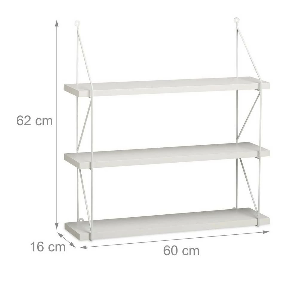 relaxdays Wandregal »Hängeregal für die Wand mit 3 Ablagen«, Weiß Weiß, Schwarz 3 relaxdays Wandregal »Hängeregal für die Wand mit 3 Ablagen«, Weiß Weiß, Schwarz – Bild 3