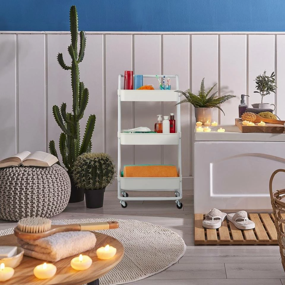 relaxdays Servierwagen »Rollwagen mit 3 Etagen & Griff«, Schwarz Weiß Schwarz, Weiß 5 relaxdays Servierwagen »Rollwagen mit 3 Etagen & Griff«, Schwarz Weiß Schwarz, Weiß – Bild 5