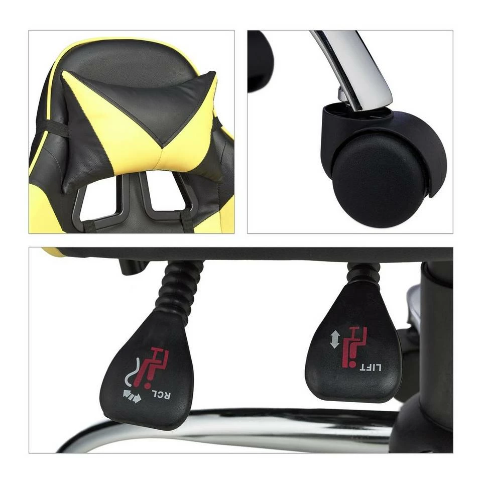 relaxdays Gaming-Stuhl »Gaming Stuhl im Racing Design«, Gelb Schwarz Grau Silber, Schwarz Rot Silber, Schwarz Silber, Schwarz Gelb Silber 8 relaxdays Gaming-Stuhl »Gaming Stuhl im Racing Design«, Gelb Schwarz Grau Silber, Schwarz Rot Silber, Schwarz Silber, Schwarz Gelb Silber – Bild 8
