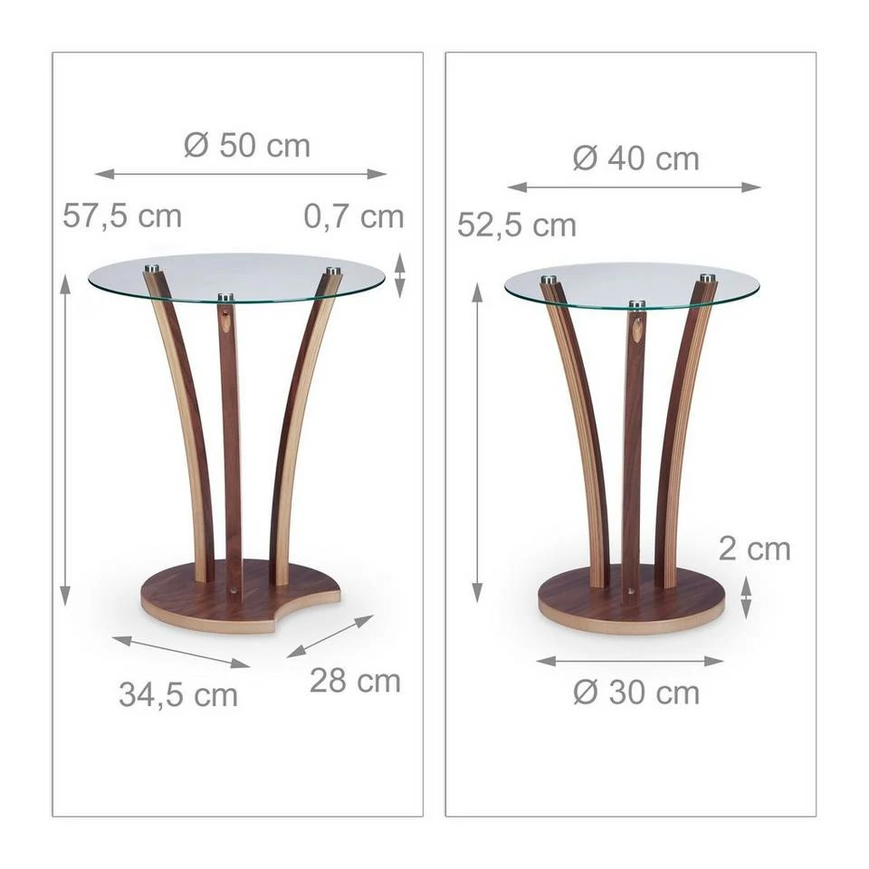 relaxdays Beistelltisch »Beistelltisch rund im 2er Set Glasplatte« 4 relaxdays Beistelltisch »Beistelltisch rund im 2er Set Glasplatte« – Bild 4