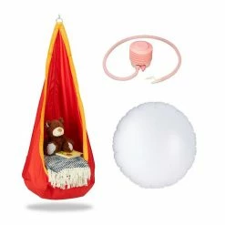 relaxdays Hängehöhle »Hängehöhle Kinder«, Orange / Rot Rot Orange, Gr&uuml;n Blau