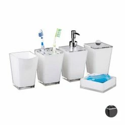 relaxdays Badezimmer-Set »Badaccessoires Set 5-teilig«, Schwarz Schwarz Transparent Silber, Wei&szlig; Transparent Silber -Deutschland Möbel Verkäufe 2024 7e3c79a3 f073 5f37 b111 02143625ca57