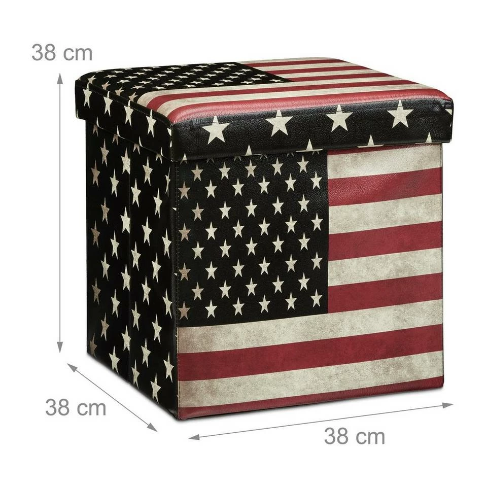 relaxdays Sitzhocker »Sitzhocker mit Stauraum Trendmotiv«, USA Dunkelrot Blau Schwarz, Rot Weiß Rot, Gelb Schwarz Hellbraun, Weiß Braun Blau 4 relaxdays Sitzhocker »Sitzhocker mit Stauraum Trendmotiv«, USA Dunkelrot Blau Schwarz, Rot Weiß Rot, Gelb Schwarz Hellbraun, Weiß Braun Blau – Bild 4