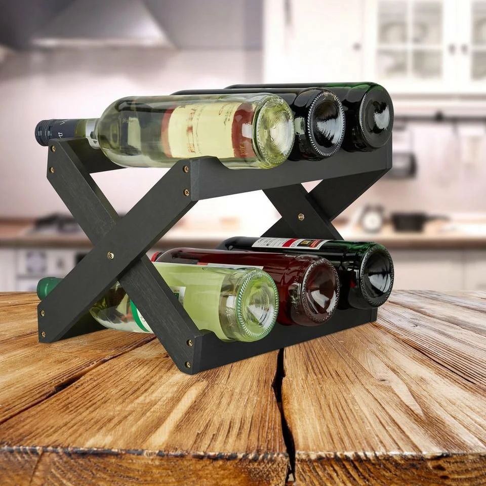 relaxdays Weinregal »Weinregal Bambus X shape schwarz« 2 relaxdays Weinregal »Weinregal Bambus X shape schwarz« – Bild 2