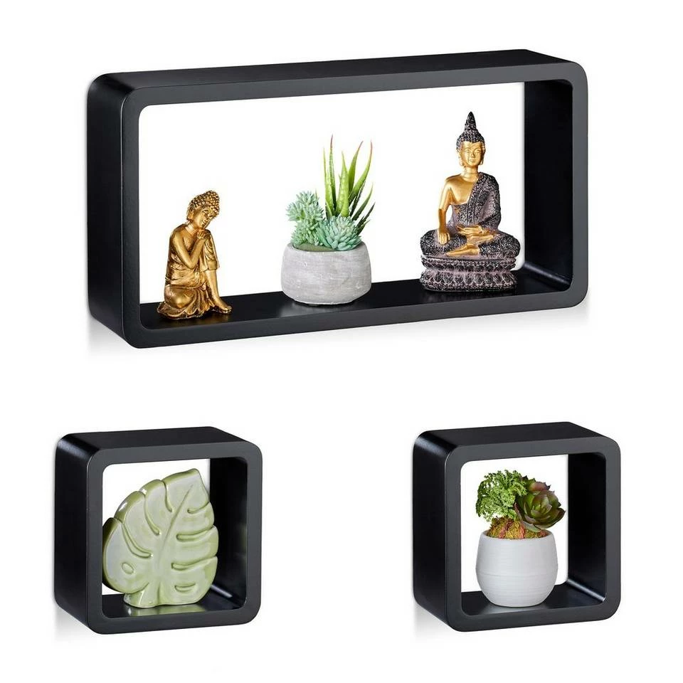 relaxdays Hängeregal »Schwebende Cube Regale 3er Set«, Braun Weiß, Weiß Lila, Schwarz 14 relaxdays Hängeregal »Schwebende Cube Regale 3er Set«, Braun Weiß, Weiß Lila, Schwarz – Bild 14