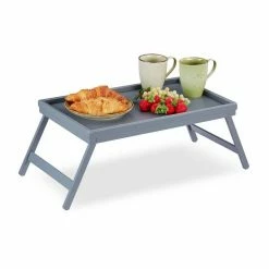 relaxdays Tabletttisch »Betttablett Bambus grau«