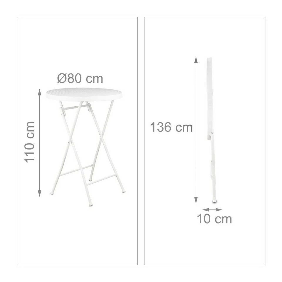 relaxdays Gartentisch »Stehtisch klappbar BASTIAN«, Weiß Weiß, Schwarz, Dunkelbraun 3 relaxdays Gartentisch »Stehtisch klappbar BASTIAN«, Weiß Weiß, Schwarz, Dunkelbraun – Bild 3