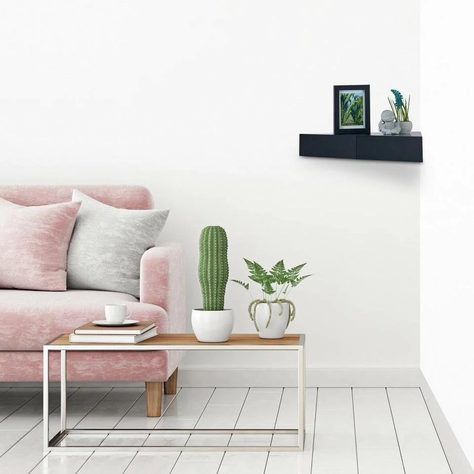 relaxdays Wandregal »Eck Wandregal mit 2 Schubladen«, Schwarz Braun, Weiß, Blau 2 relaxdays Wandregal »Eck Wandregal mit 2 Schubladen«, Schwarz Braun, Weiß, Blau – Bild 2