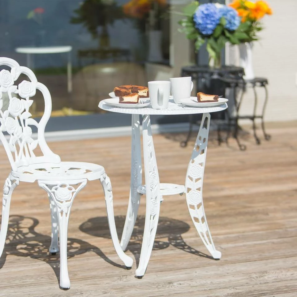 relaxdays Gartentisch »Bistrotisch«, Weiß Weiß, Braun, Schwarz 2 relaxdays Gartentisch »Bistrotisch«, Weiß Weiß, Braun, Schwarz – Bild 2