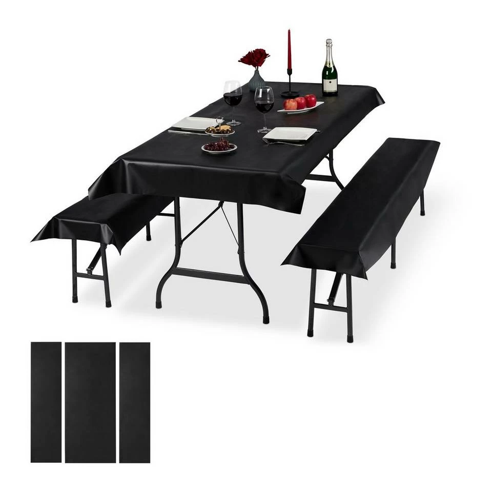 relaxdays Bierzeltgarnitur »6x Bierzeltgarnitur Auflage schwarz« 1 relaxdays Bierzeltgarnitur »6x Bierzeltgarnitur Auflage schwarz«