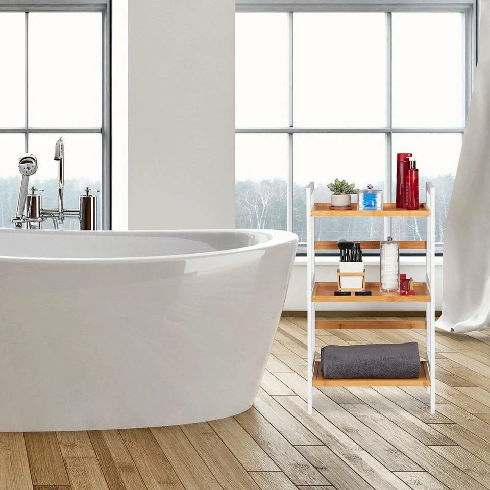 relaxdays Badregal »Badregal Bambus weiß und natur«, 3 2 relaxdays Badregal »Badregal Bambus weiß und natur«, 3 – Bild 2