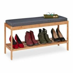 relaxdays Schuhbank »Bambus Schuhbank mit Sitzfläche«